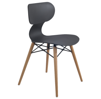 Стул Papatya Yugo-S Wox антрацит, ножки бук натуральный лак
