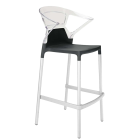 Барное кресло Papatya Ego-K черное сиденье, верх прозрачно-чистый