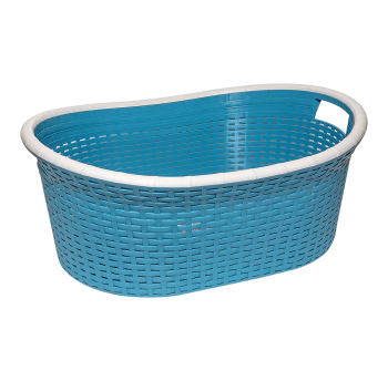 Корзина для белья овальная под ротанг 25 л синяя