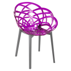 Кресло Papatya Flora прозрачно-пурпурное сиденье, низ антрацит