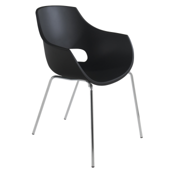 Кресло Papatya Opal матовое черное, база хром