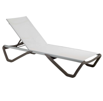 Шезлонг Papatya Wave серо-коричневый 61, сетка белая 5001