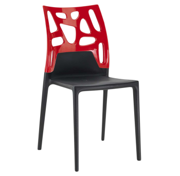 Стул Papatya Ego-Rock черное сиденье, верх красный