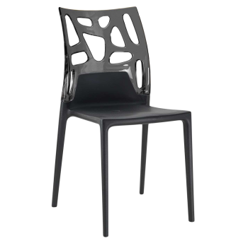 Стул Papatya Ego-Rock черное сиденье, верх прозрачно-дымчатый