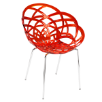 Кресло Papatya Flora-ML прозрачно-красное сиденье, ножки хром