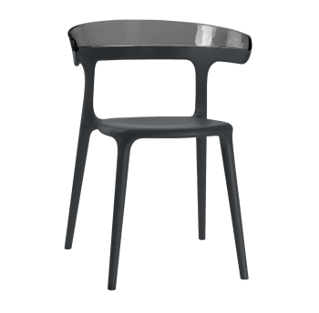 Крісло Papatya Luna чорне сидіння, верх прозоро-димчастий