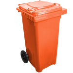 Бак для мусора на колесах с ручкой 120 л оранжевый