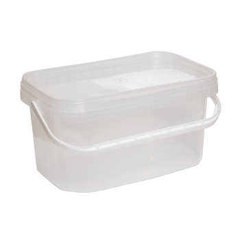 Ведро 5 л прямоугольное с герметичной крышкой прозрачное, белое