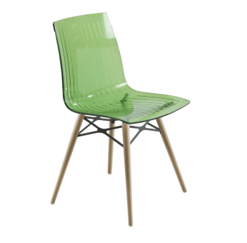 Стул Papatya X-Treme S Wox прозрачно-зеленый, ножки бук натуральный лак