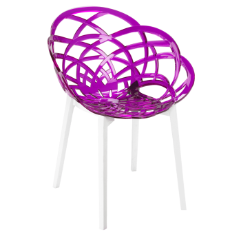 Кресло Papatya Flora прозрачно-пурпурное сиденье, низ белый