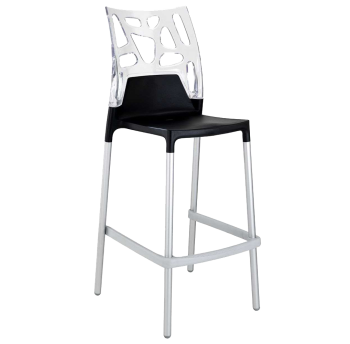 Барный стул Papatya Ego-Rock черное сиденье, верх прозрачно-чистый