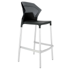 Барний стілець Papatya Ego-S чорне сидіння, верх прозоро-димчастий