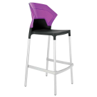 Барний стілець Papatya Ego-S чорне сидіння, верх прозоро-пурпурний