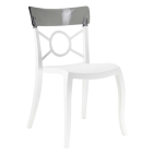Стілець Papatya Opera-S сидіння біле, верх прозоро-димчастий