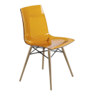 Стілець Papatya X-Treme S Wox прозоро-помаранчевий, ніжки бук натуральний лак