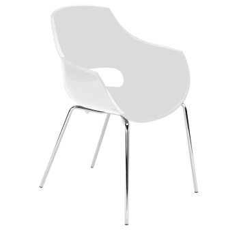 Крісло Papatya Opal матове біле, база хром