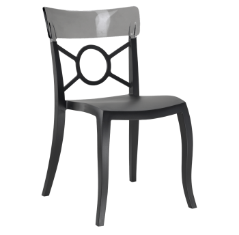 Стул Papatya Opera-S сиденье черное, верх прозрачно-дымчатый