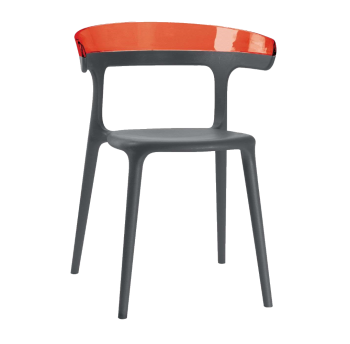 Крісло Papatya Luna антрацит сидіння, верх прозоро-червоний