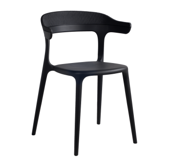 Крісло Papatya Luna-Stripe чорне сидіння, верх чорний