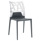 Стілець Papatya Ego-Rock антрацит сидіння, верх прозоро-чистий