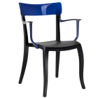 Крісло Papatya Hera-K чорне сидіння, верх прозоро-синій