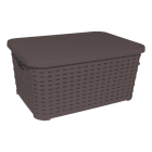 Корзина под ротанг с крышкой 18 л коричневая