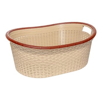 Кошик для білизни овальний під ротанг 25 л кремовий