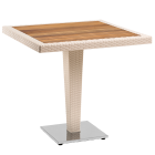 Стол Tilia Antares 80x80 см столешница ироко, база нержавеющая сталь кремовый