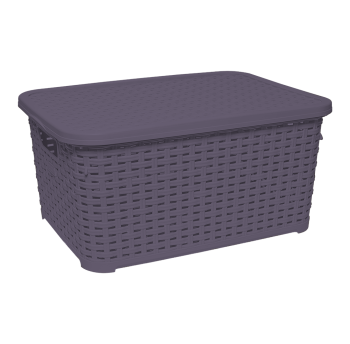 Корзина под ротанг с крышкой 5 л фиолетовая