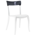 Стілець Papatya Hera-S біле сидіння, верх прозоро-димчастий