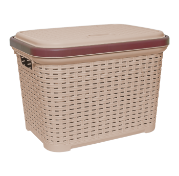 Корзина для белья под ротанг с крышкой 35 л кремовый