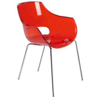 Кресло Papatya Opal прозрачно-красное, база хром