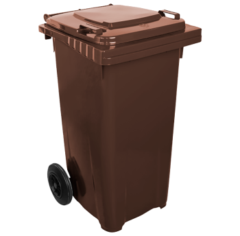 Бак для сміття на колесах з ручкою 120 л темно-коричневий