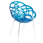 Крісло Papatya Flora-ML прозоро-синє сидіння, ніжки хром