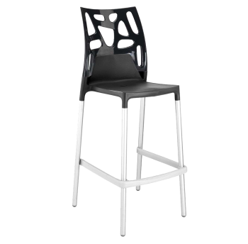 Барний стілець Papatya Ego-Rock антрацит сидіння, верх чорний