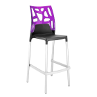 Барний стілець Papatya Ego-Rock антрацит сидіння, верх прозоро-пурпурний