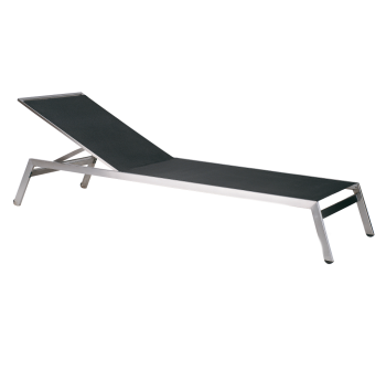 Шезлонг Papatya Zen черная ткань (сталь)