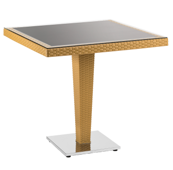 Стол Tilia Antares 80x80 см столешница из стекла, база нержавеющая сталь цвет дерево