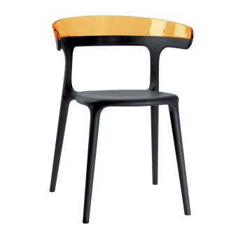 Крісло Papatya Luna чорне сидіння, верх прозоро-помаранчевий