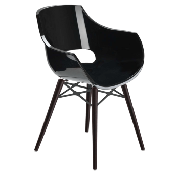 Кресло Papatya Opal-Wox прозрачно-черный, рама лакированный бук венге