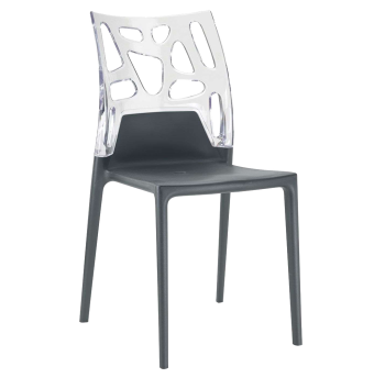 Стул Papatya Ego-Rock антрацит сиденье, верх прозрачно-чистый