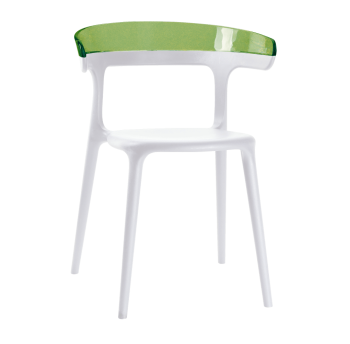 Крісло Papatya Luna біле сидіння, верх прозоро-зелений