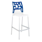 Барный стул Papatya Ego-Rock белое сиденье, верх прозрачно-синий
