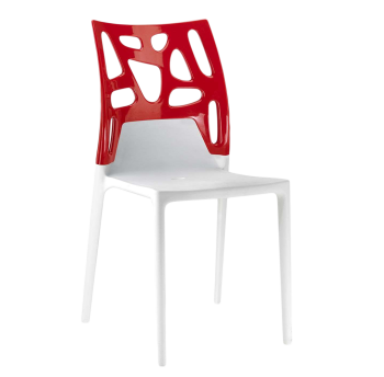 Стул Papatya Ego-Rock белое сиденье, верх красный