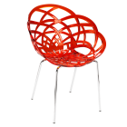 Крісло Papatya Flora-ML прозоро-червоне сидіння, ніжки хром