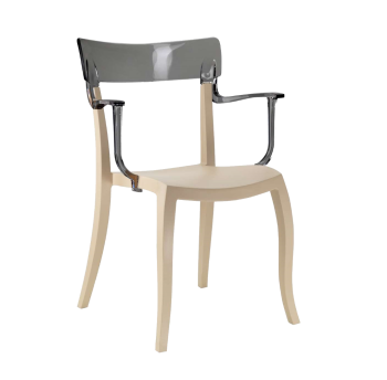 Кресло Papatya Hera-K песочно-бежевое сиденье, верх прозрачно-дымчатый