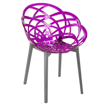 Кресло Papatya Flora прозрачно-пурпурное сиденье, низ антрацит
