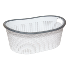 Корзина для белья овальная под ротанг 25 л белая