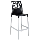 Барний стілець Papatya Ego-Rock чорне сидіння, верх чорний