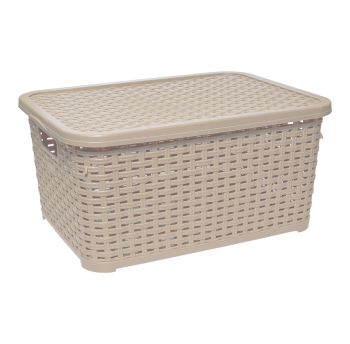 Корзина под ротанг с крышкой 18 л бежевая